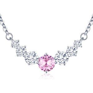 Women's Moissanite Birthstone Pendant Sterling Silver Gold Plating Pink Necklace